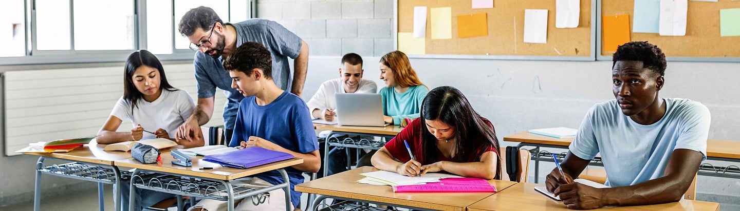 Group of high school students in the classroom